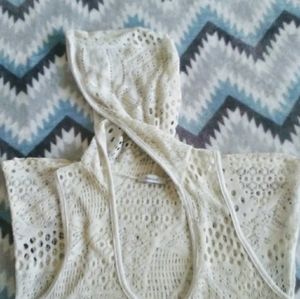 Hooded crochet swim suit coverup tank